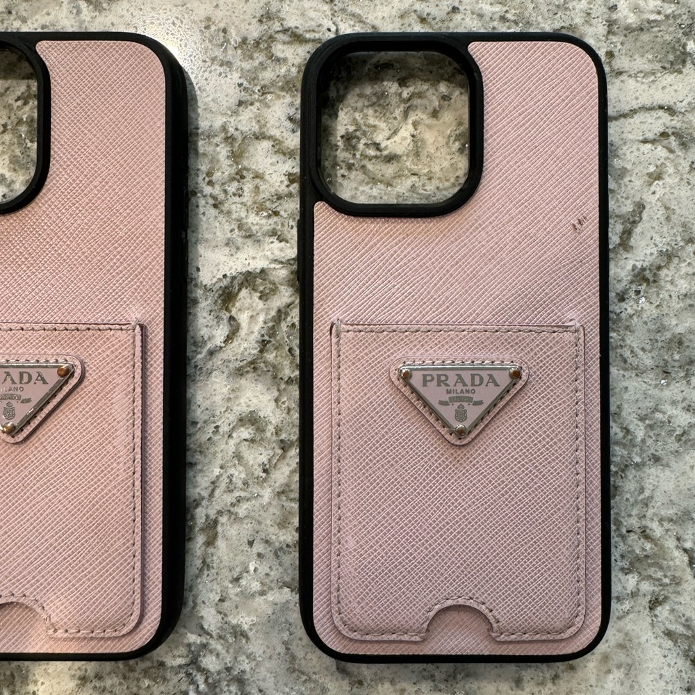 Authentic Pink Prada Saffiano Leather Cover for iPhone 14 Pro Max